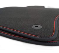kh Teile - Lot de 2 Tapis de sol pour voiture - En velours - De qualité supérieure - Compatibles avec Sportback A3/S3/RS3 (8 V) - Noir - Deux tapis avant, avec bande décorative rouge