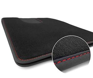 Kh Teile Tapis de sol pour cabine de camion de marque Scania, coutures décoratives, rouge et noir, velours, 2 pièces