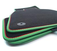 KH Teile Tapis de sol pour Octavia RS Tuning Qualité supérieure Lot de 4 tapis de voiture en velours nubuck vert avec bande décorative rouge