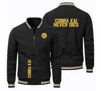 KHAFVXTP Blouson Bombers Homme Zippée Cob.ra kai, Décontracté Cargo Militaire, Jacket Manches Longues pour Printemps Automne, L'aviateur(Black,XL)