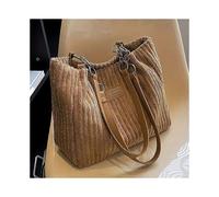 (khaki)Elegant Corduroy Tote Bag for Women, Chain Strap Shoulder Bag, Large Capacity, Daily Commute Handbag Handbag For School Work Travel