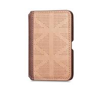 (Khaki,Multicolor)RFID Blocking Card Holder PU Leather Adhesive Phone Card Bag Kickstand