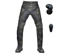 KHAMEO Homme Pantalon De Moto En Jean Stretch Fonctionnel Shorts Casual Anti-déchirure Pantalon De Protection Avec Homologué Amovible Améliorée Protéger Pads Pour Racing Vélo (Green,XXXL)