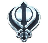 Khanda Pin's avec symbole sikh Argenté et noir Emblème du Sikhisme Deg Teg Fateh
