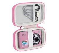 Khanka Dur Cas étui de Voyage Housse Porter pour AbergBest/pour CamKing Appareil Photo 21 Mega Pixels 2.7 LCD HD Digital Camera(Case Only) (Rose&Blanc)