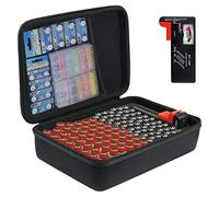 Khanka Dur Cas étui de Voyage Housse Porter pour Battery Organiser Storage Box- Holds 116 BatteriesAA AAA C D 9V-Fits D-FantiX Digital Battery Tester BT-168D (Petit,Venez avec Un testeur de Batterie)