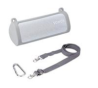 Khanka Étui en Silicone Compatible avec l'enceinte Bluetooth Portable étanche Sonos Roam 2 / Sonos Roam/Sonos Roam SL, avec bandoulière et Mousqueton, Gris, étui Uniquement