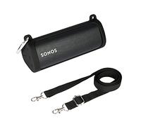 Khanka Étui en Silicone Compatible avec l'enceinte Bluetooth Portable étanche Sonos Roam 2 / Sonos Roam/Sonos Roam SL, avec bandoulière et Mousqueton, Noir, étui Uniquement