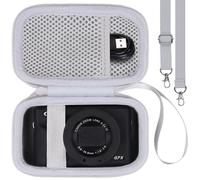 Khanka pour Canon PowerShot SX740 HS/G7 X Mark II/Mark III Appareil Photo Numérique Étui Rigide de Voyage avec Poignée et Bandoulière, Étui Seulement (Blanc)