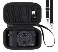 Khanka pour Canon PowerShot SX740 HS/G7 X Mark II/Mark III/V1 Appareil Photo Numérique Étui Rigide de Voyage avec Poignée et Bandoulière, Étui Seulement (Noir)