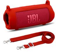 Khanka pour JBL Flip 7 Housse de Protection en Silicone avec Sangle détachable, étui Souple Anti-Choc pour Enceinte Bluetooth Portable JBL Flip 7, étui Uniquement (Rouge)