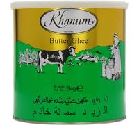 Khanum - Graisse de beurre pure ghee, 2 kg, pour frire, cuisiner et cuire, parfait pour frire, point de fumée élevé, sans additifs avec autocollant Kajal