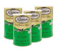 Khanum - Pure Butter Ghee - La meilleure graisse de beurre pour rôtir et cuire dans un lot de 4 boîtes de 1 kg