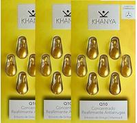 Khanya Q10 Crème concentrée raffermissante anti-rides avec extrait de ginkgo | vitamine E [Pack de 3 blisters x 7 capsules] [21 ampoules totales]
