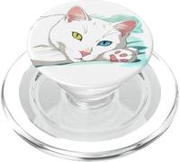 Khao Manee Rare Odd-Eye Race Thai Anime Chat Blanc PopSockets PopGrip pour MagSafe