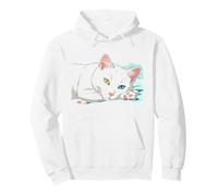 Khao Manee Rare Odd-Eye Race Thai Anime Chat Blanc Sweat à Capuche
