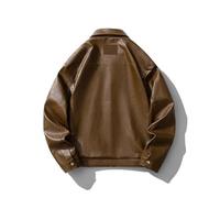 KHASCBNF Blouson Aviateur en Similicuir for Hommes | Manteau de motard zippé à revers, veste coupe-vent noire et marron