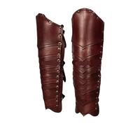 KHASCBNF GuêTres D'éQuitation Armure de Jambe en Cuir for GN, jambières, Demi-Chaps, guêtres, kit Costume Chevalier, Couvre-Chaussures Cavalier for Hommes(Brown)