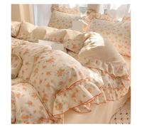 KHASCBNF Housse De Couette Coton Ensembles de literie Ensemble draps à Fleurs Housse Couette avec taies d'oreiller Housse(Style C,Flat Bed Sheet_Full 180X220 4PCS)