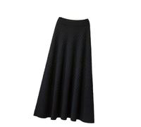 KHASCBNF Jupe Longue en Maille Jupe mi-Longue tricotée for Femmes, Taille Haute, Jupe trapèze, montrant Une Parapluie Fine, Hauts féminins(Black)