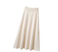 KHASCBNF Jupe Longue en Maille Jupe mi-Longue tricotée for Femmes, Taille Haute, Jupe trapèze, montrant Une Parapluie Fine, Hauts féminins(Creamy-White)