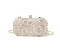 KHASCBNF Pochette Soirée Magnifique et brillant sac à main fait la avec strass incrustés de diamants motif fleurs perlées for fête mariage(Gold)