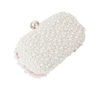 KHASCBNF Pochette Soirée Pochette de soirée en perles for femme, sac à main élégant for mariage, sacoche bandoulière ovale avec chaîne(Beige)