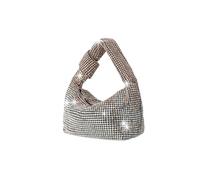 KHASCBNF Pochette Soirée Sac à main en strass pour dîner de fête - seau diamant avec chaîne, sac messager élégant(Brown)