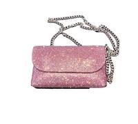 KHASCBNF Pochette Soirée Sac à strass for femmes Mini sacs main et pochettes Portefeuilles for bandoulière en cuir PU avec chaîne for soirée(Pink)