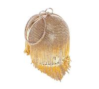 KHASCBNF Pochette Soirée Sacs de soirée à anneau circulaire main boule ronde en métal strass Pochette élégante Petits portefeuilles mariage(Gold2)