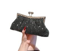 KHASCBNF Pochette Soirée Sacs de soirée et pochettes for femmes à main en diamant for dîner formel Sac strass for mariage(Black)
