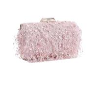 KHASCBNF Pochette Soirée Sacs de soirée for femmes, sac à bandoulière en chaîne, pochette fête pompon, main mariage for(Pink)