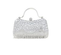 KHASCBNF Pochette Soirée Sacs de soirée for femmes Superbes pochettes for avec pompons et strass brillants for fête mariage(Silver)