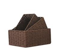 KHASCBNF Porte Revues Tisse A La Main 3 pièces/ensemble paniers en osier for organiser paquet de rangement gigognes for étagères for étagère salle bain(Color3)