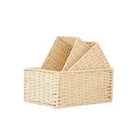 KHASCBNF Porte Revues Tisse A La Main 3 pièces/ensemble paniers en osier for organiser paquet de rangement gigognes for étagères for étagère salle bain(Color2)