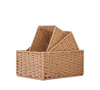 KHASCBNF Porte Revues Tisse A La Main 3 pièces/ensemble paniers en osier for organiser paquet de rangement gigognes for étagères for étagère salle bain(Color1)