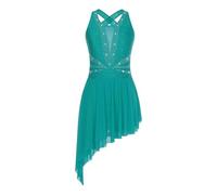 KHASCBNF Robe De Justaucorps Ballet sans Manches avec Strass for Femmes | Robe de patinage artistique, dos nu, ourlet irrégulier, Costumes de danse de compétition lyrique