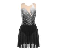 KHASCBNF Robe Justaucorps De Danse Lyrique for Femme | Robe sans manches en maille strass, Costume de compétition de patinage artistique