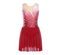KHASCBNF Robe Justaucorps De Danse Lyrique for Femme | Robe sans manches en maille strass, Costume de compétition de patinage artistique
