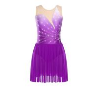 KHASCBNF Robe Justaucorps De Danse Lyrique for Femme | Robe sans manches en maille strass, Costume de compétition de patinage artistique