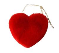 KHASCBNF Sacs A Bandouliere Sacs à bandoulière mode femmes sacs main en forme de coeur mignon dame doux peluche chaîne sac Shopper fourre-tout(Red)