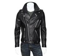 KHASCBNF Veste en Simili Cuir for Hommes | Manteau PU Slim Fit noir fermeture éclair veste de motard en Faux for hommes coupe-vent