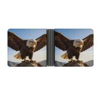KHAUERBC Portefeuille en cuir synthétique ultra doux avec motif aigle féroce et drapeau national, facile à transporter, portefeuille pour homme, design compact, portefeuille en cuir synthétique pour