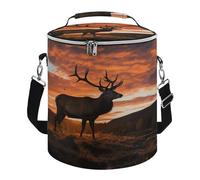 KHAUERBC Red Deer Bull Elk Sunset Sac de plage isotherme anti-fuite et pliable pour plage, voyage, travail