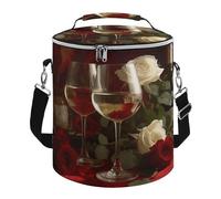 KHAUERBC Sac isotherme et pliable avec motif roses sur la table - Multi-poches - Sac de plage isotherme et pliable pour la plage, les voyages, le travail