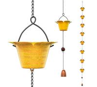 KHayRovies Chaîne de Pluie, chaînes de Pluie en métal de Longueur 2.3 m, Tuyau de Descente de Rechange pour gouttières, Fonctionnelle et décorative chaînes de Pluie suspendues (Jaune)