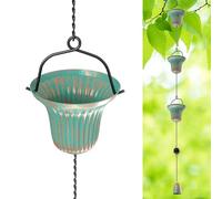 KHayRovies Chaîne de Pluie, chaînes de Pluie en métal de Longueur 2.3 m, Tuyau de Descente de Rechange pour gouttières, Fonctionnelle et décorative chaînes de Pluie suspendues (Couleur Bronze)