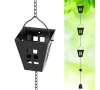 KHayRovies Chaîne de Pluie, chaînes de Pluie en métal de Longueur 2.3 m, Tuyau de Descente de Rechange pour gouttières, Fonctionnelle et décorative chaînes de Pluie suspendues (Carré Noir)