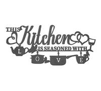 KHayRovies Décoration murale de cuisine en métal avec inscription « This Kitchen is Seasoned with Love » - Lettres rustiques en fer à suspendre pour cuisine, ferme, salle à manger, décoration