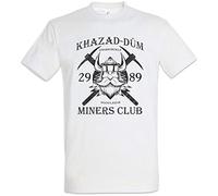 Khazad-Dum Miners Club T-Shirt Lord of Dwarfs Gimli Moria The Rings Miner Fun Tee White XL